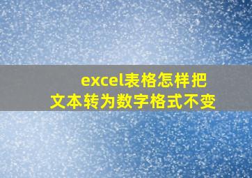 excel表格怎样把文本转为数字格式不变