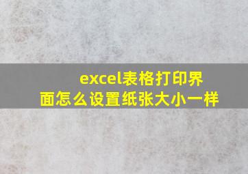 excel表格打印界面怎么设置纸张大小一样