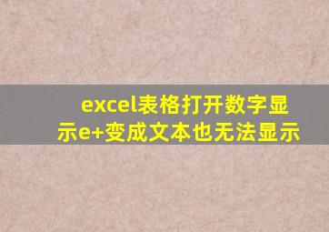 excel表格打开数字显示e+变成文本也无法显示