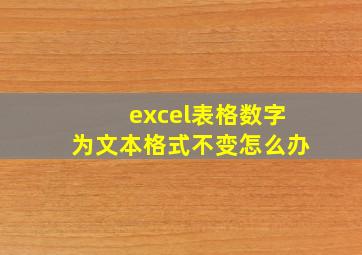 excel表格数字为文本格式不变怎么办