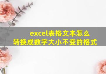 excel表格文本怎么转换成数字大小不变的格式