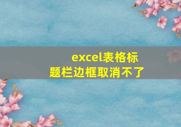 excel表格标题栏边框取消不了