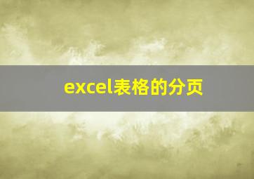 excel表格的分页