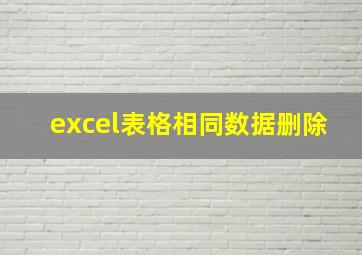 excel表格相同数据删除