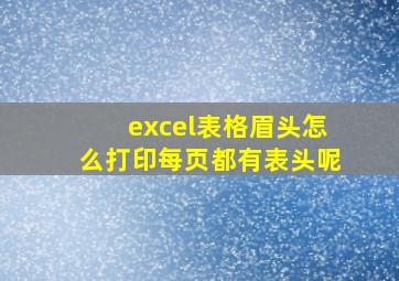 excel表格眉头怎么打印每页都有表头呢