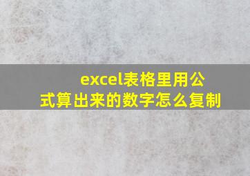 excel表格里用公式算出来的数字怎么复制