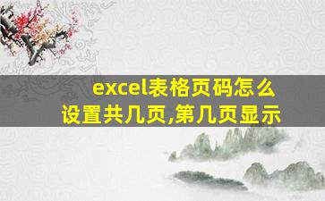 excel表格页码怎么设置共几页,第几页显示