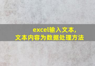 excel输入文本,文本内容为数据处理方法