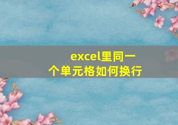 excel里同一个单元格如何换行