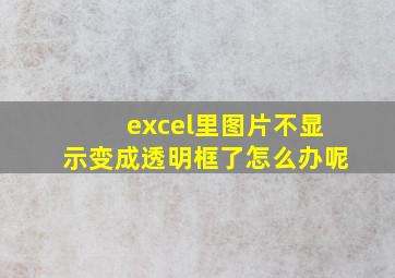 excel里图片不显示变成透明框了怎么办呢