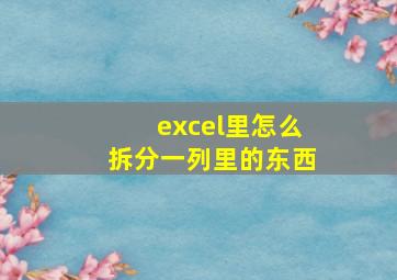 excel里怎么拆分一列里的东西