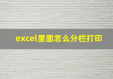 excel里面怎么分栏打印