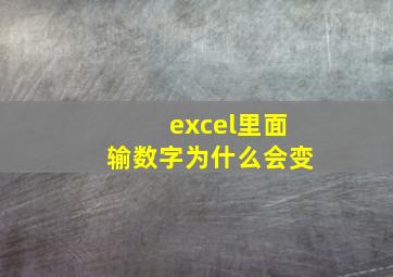 excel里面输数字为什么会变