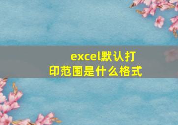 excel默认打印范围是什么格式