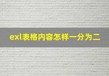 exl表格内容怎样一分为二