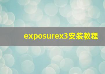 exposurex3安装教程