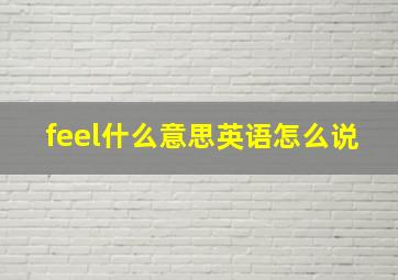 feel什么意思英语怎么说