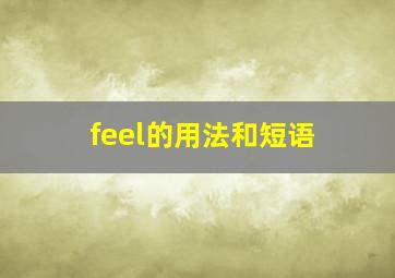 feel的用法和短语