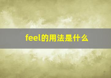 feel的用法是什么