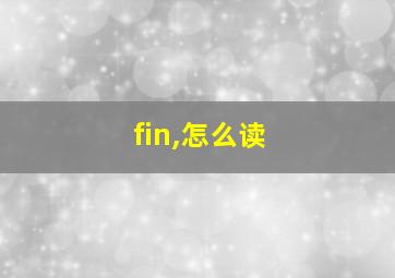 fin,怎么读