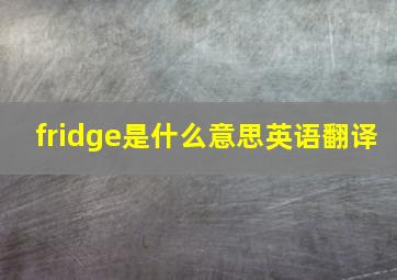 fridge是什么意思英语翻译