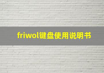 friwol键盘使用说明书