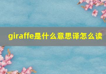 giraffe是什么意思译怎么读