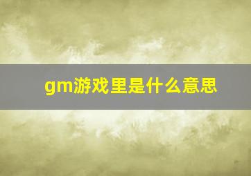 gm游戏里是什么意思