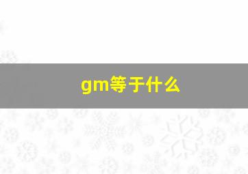 gm等于什么