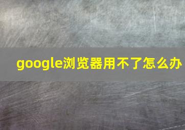 google浏览器用不了怎么办