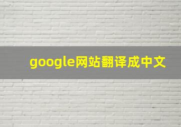 google网站翻译成中文