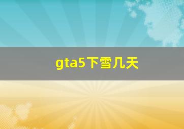 gta5下雪几天