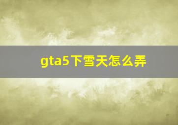 gta5下雪天怎么弄