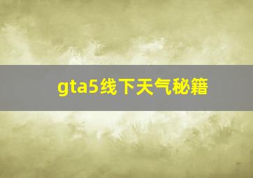 gta5线下天气秘籍