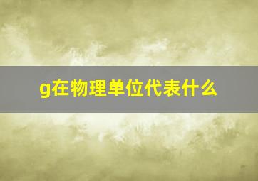 g在物理单位代表什么