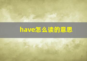 have怎么读的意思