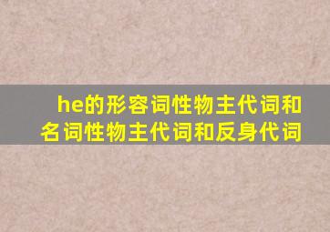 he的形容词性物主代词和名词性物主代词和反身代词