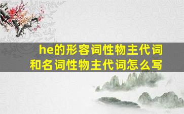 he的形容词性物主代词和名词性物主代词怎么写