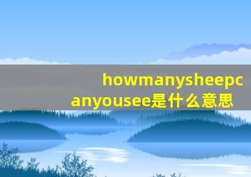 howmanysheepcanyousee是什么意思