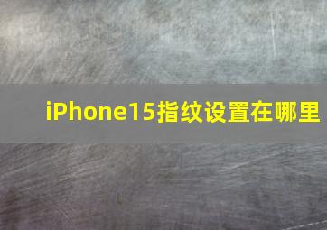 iPhone15指纹设置在哪里