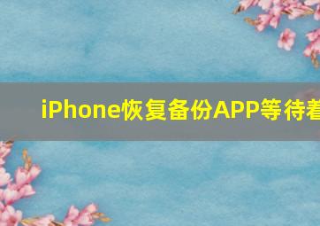 iPhone恢复备份APP等待着