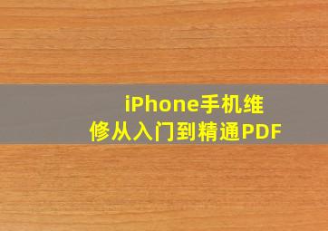 iPhone手机维修从入门到精通PDF