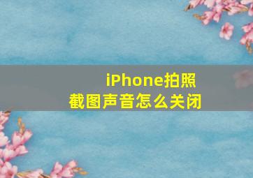 iPhone拍照截图声音怎么关闭