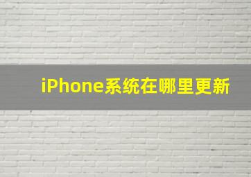 iPhone系统在哪里更新