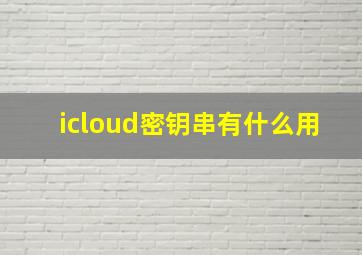 icloud密钥串有什么用