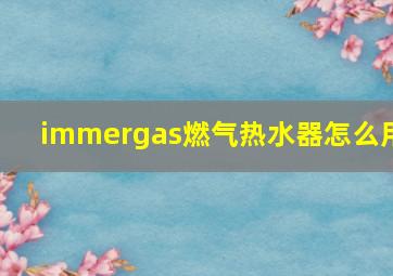 immergas燃气热水器怎么用