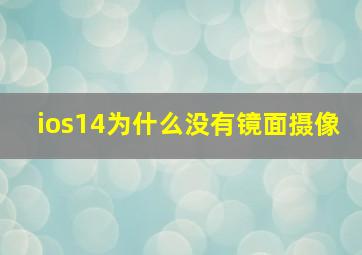 ios14为什么没有镜面摄像