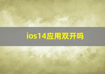 ios14应用双开吗