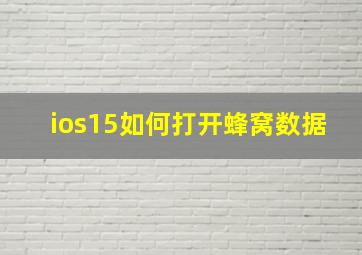 ios15如何打开蜂窝数据