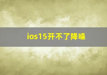 ios15开不了降噪